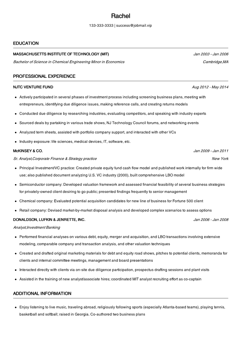 商科金融求职英文简历模板