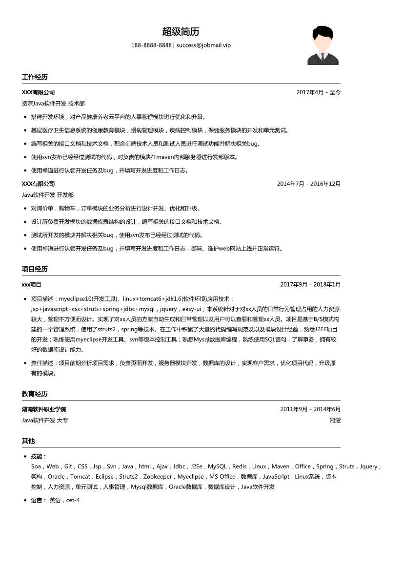 资深java优化师简历模板