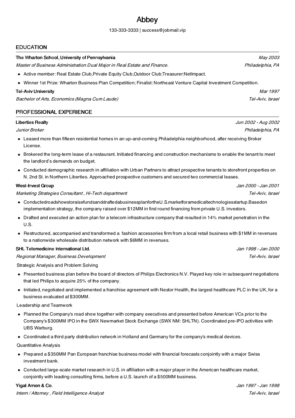 专业英文简历模板